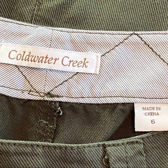 Olive Green Riveted Utility Cargo Mini Skirt w Pockets Coldwater Creek Size 6 - Picture 3 of 10
